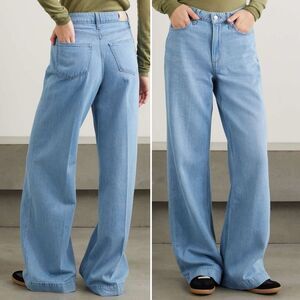 PAIGE Harper Wide Leg Jeans in Creation Light Wash High Rise Size 30 | 10